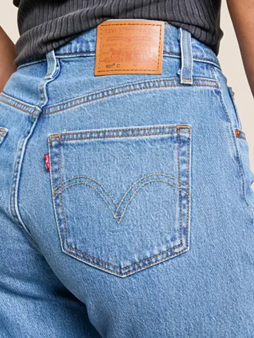 Levi's 501 Curve Straight Stretch Jeans Size 28 Button Fly Medium Wash - Picture 6 of 14